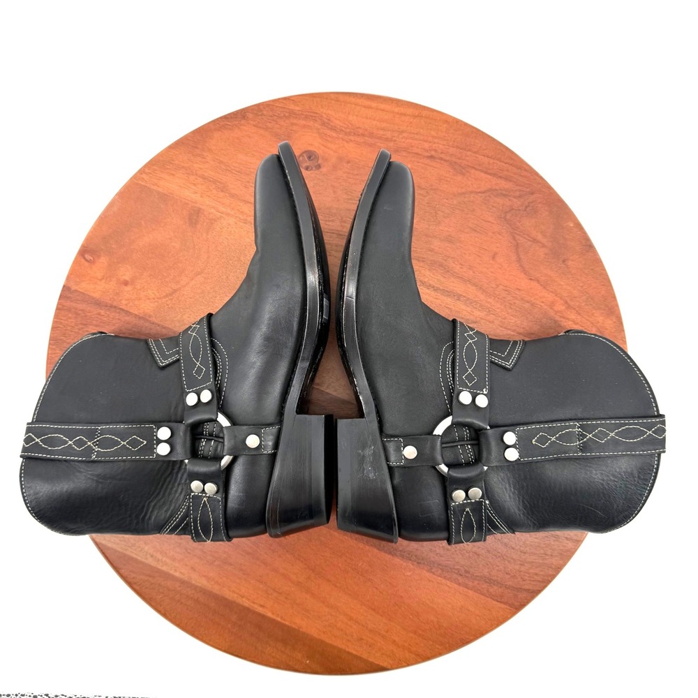 Frye BIlly Short Harness Boot Black Leather Pointed Toe Moto Western Women 8.5 B - Picture 6 of 11